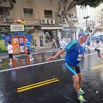 Watering the marathon runners, Tel Aviv 2013.